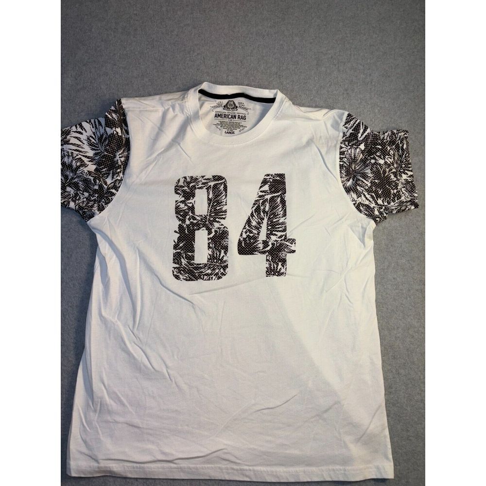 American Rag Cie T-Shirt Mens Large White Crew Neck Pullover Stretch Casual Logo